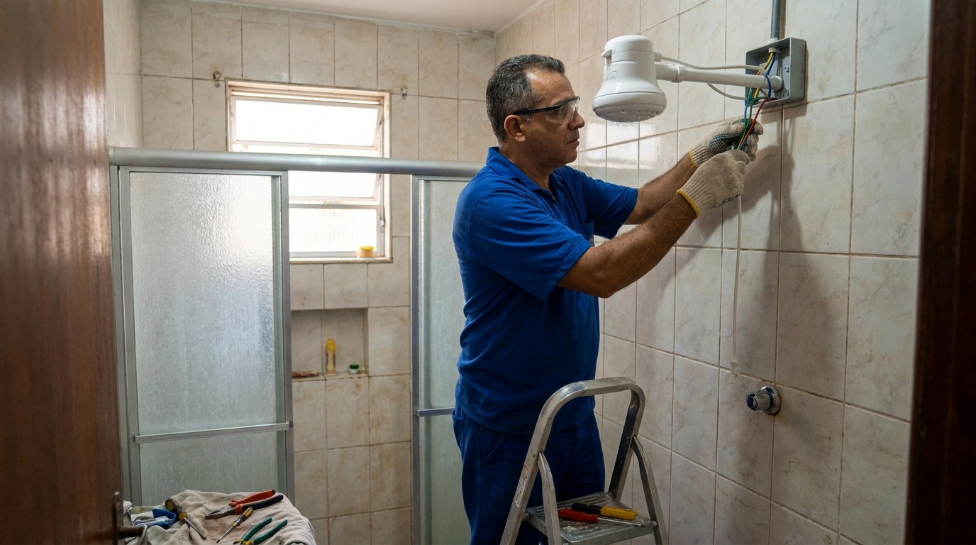 Substituição de Chuveiro Antigo em Taubaté‑SP